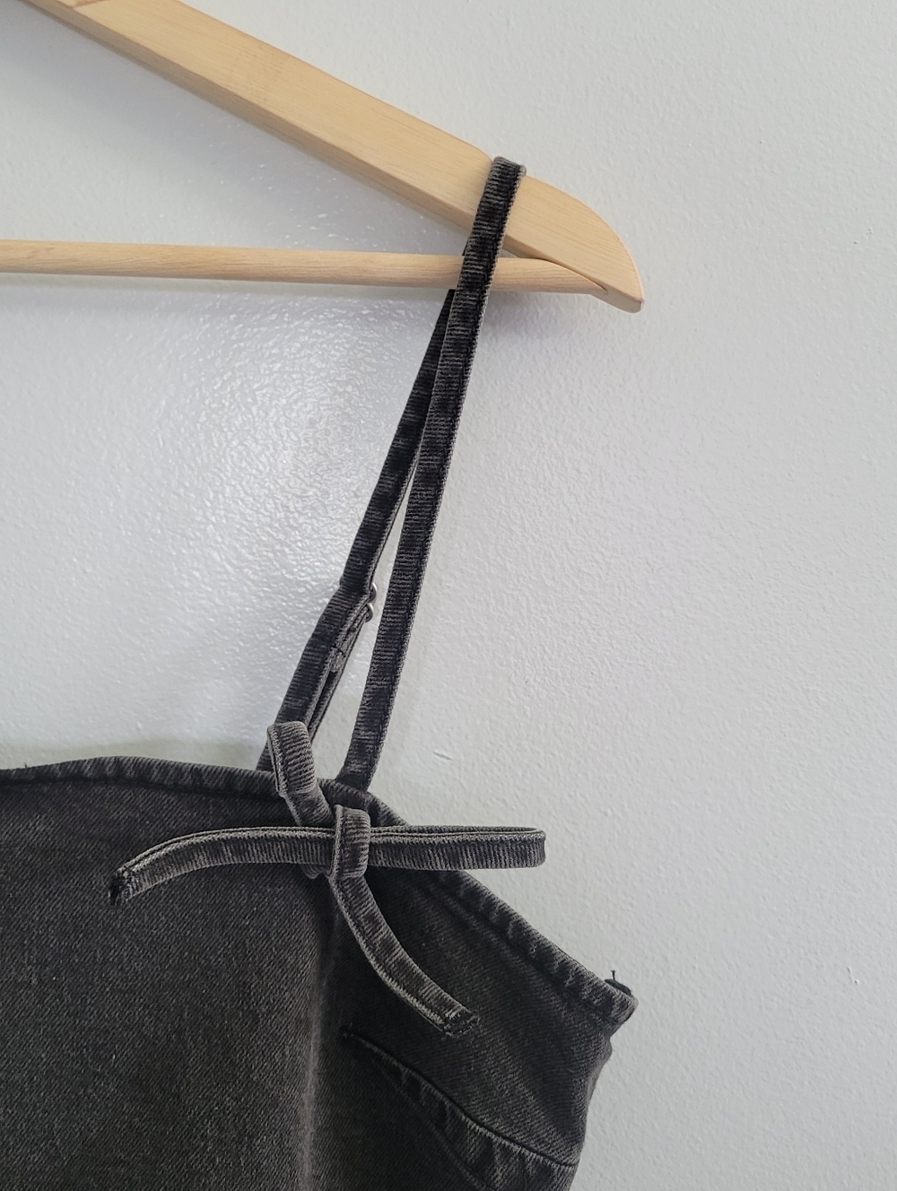 NWT WILD FABLE Size M Gray Wash Denim Corset Peplum Y2K Top Cotton Blend - Picture 11 of 11